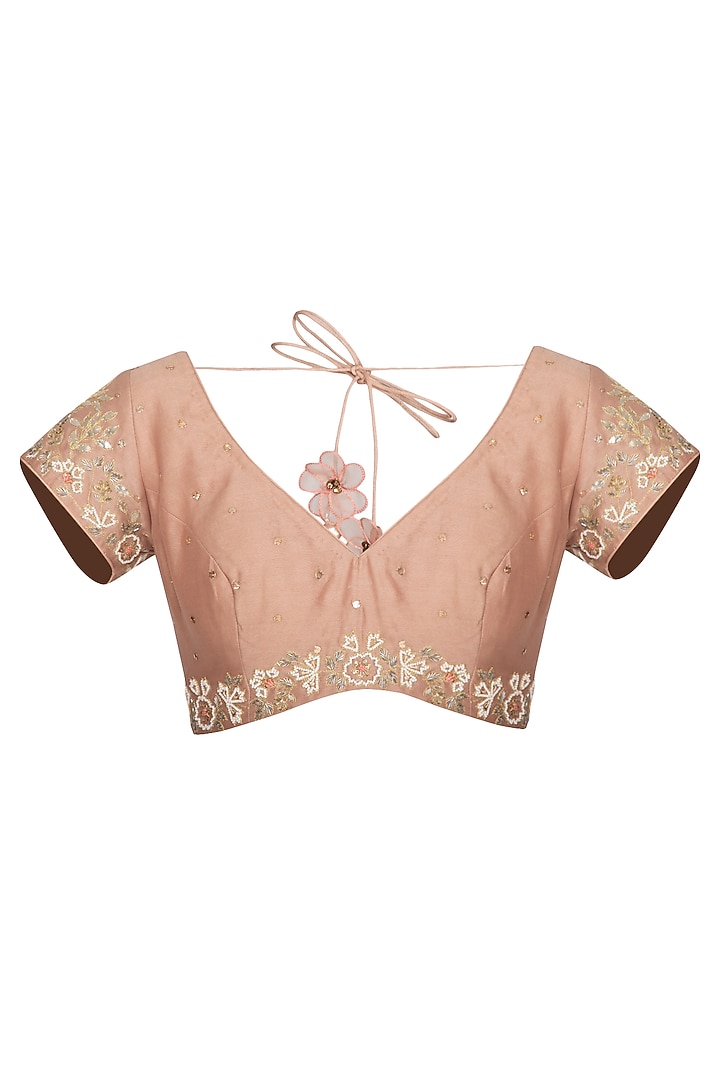 Beige Embroidered Wedding Saree Set by Devnaagri at Pernia's Pop Up Shop