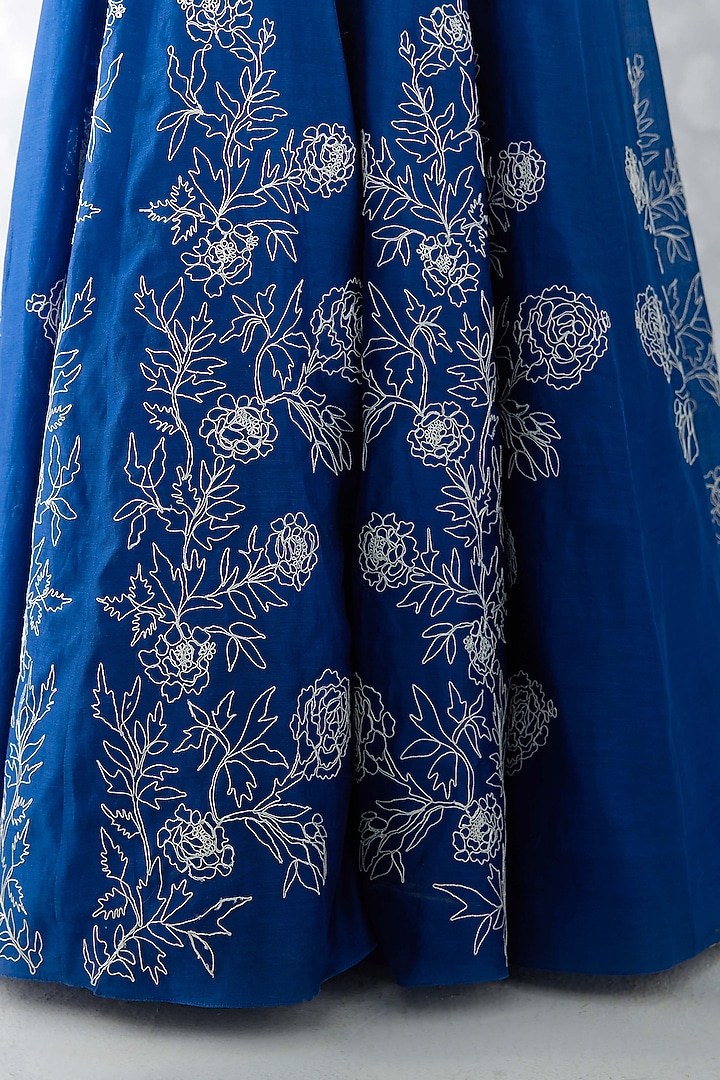 Blue Chanderi Embroidered Wedding Lehenga Set by Devnaagri at Pernia's Pop Up Shop