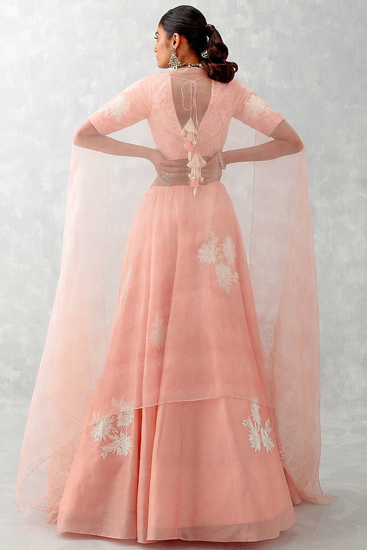 Pink Chanderi Embroidered Wedding Lehenga Set by Devnaagri at Pernia's Pop Up Shop