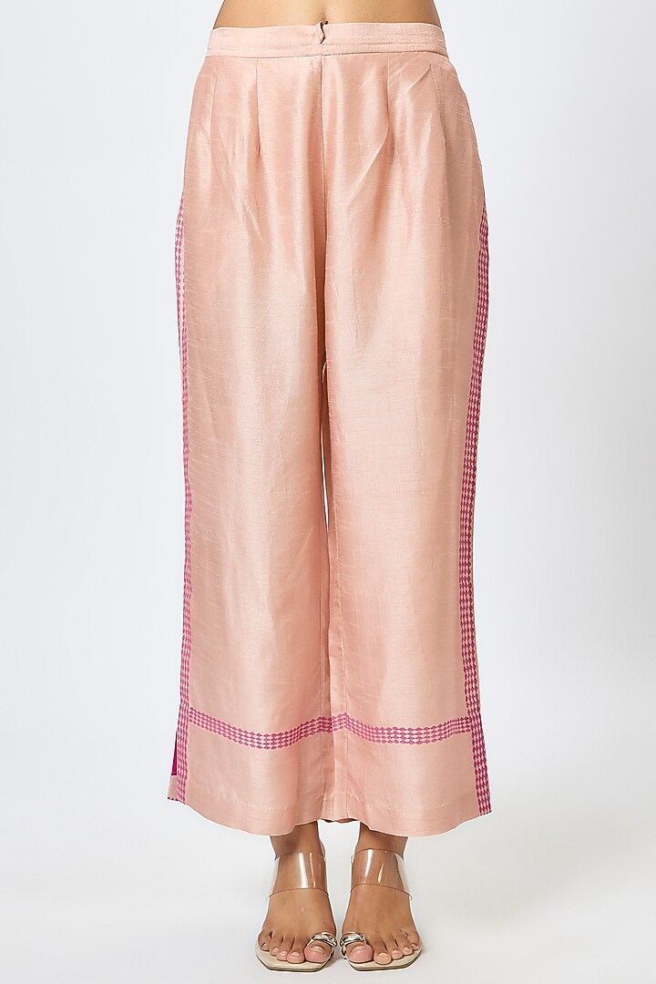 Pink Tussar Angrakha Kurta Set by Devnaagri at Pernia's Pop Up Shop