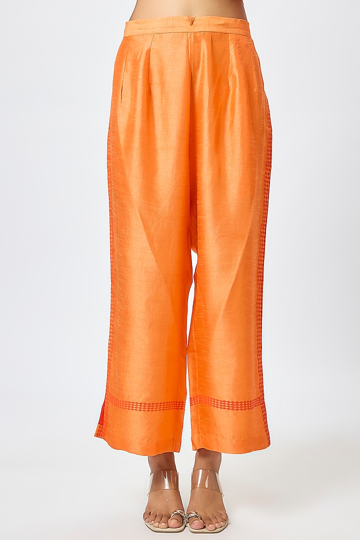 Orange Tussar Angrakha Kurta Set by Devnaagri at Pernia's Pop Up Shop