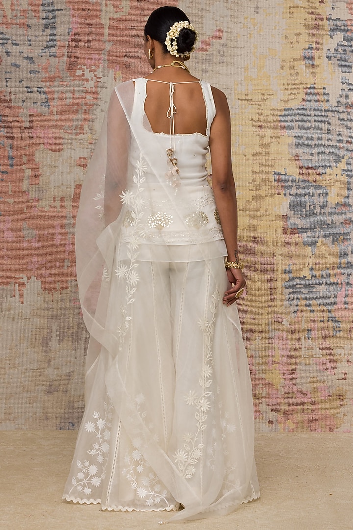 Ivory Embroidered Wedding Sharara Set by Devnaagri at Pernia's Pop Up Shop
