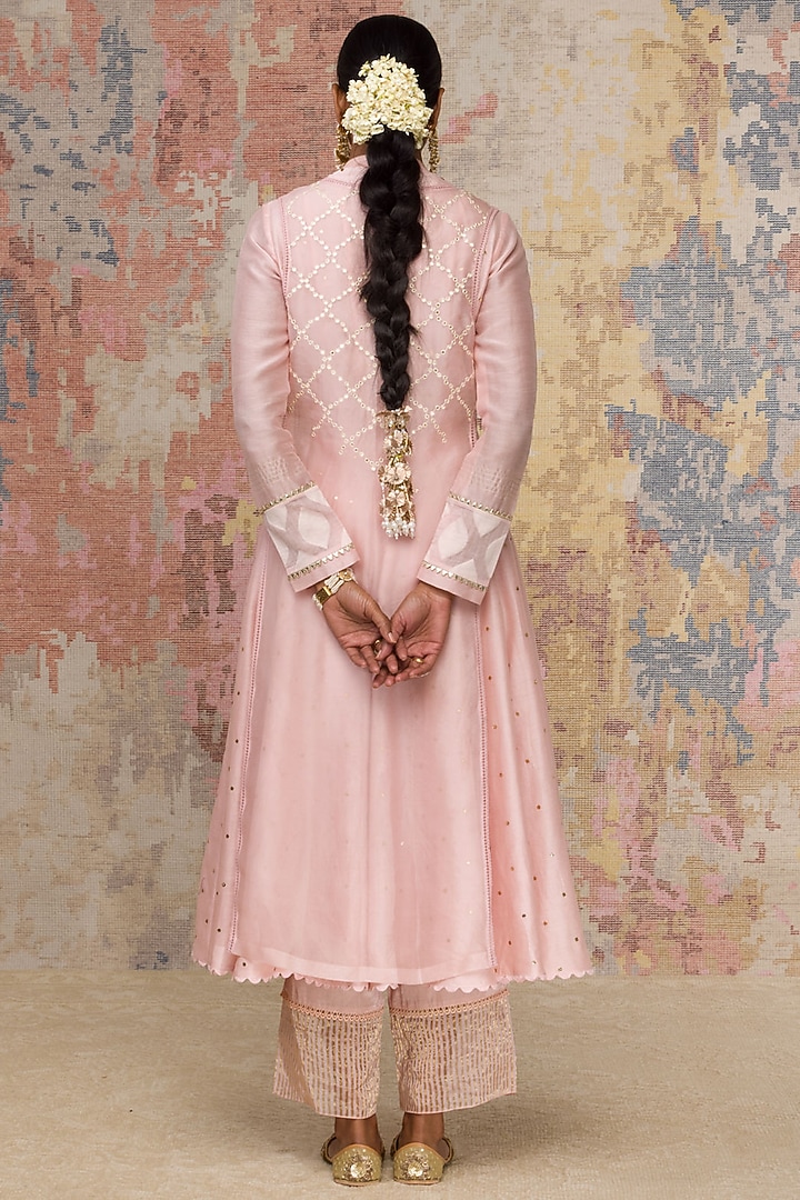 Pink Mukaish Wedding Anarkali Set by Devnaagri at Pernia's Pop Up Shop