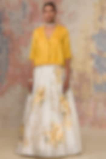 Ivory Hand Painted Skirt Set by Devnaagri