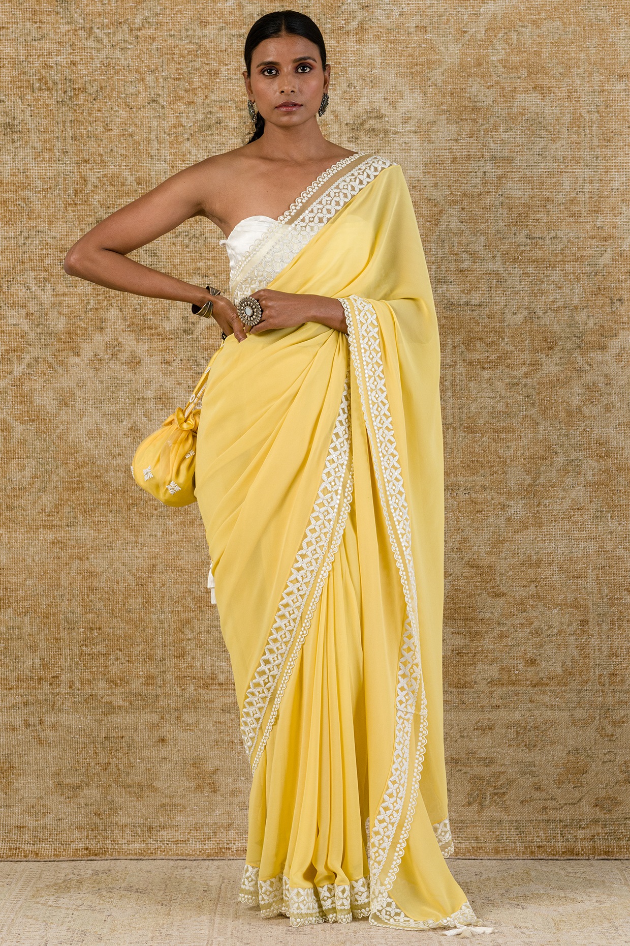 Buy BANARASI PATOLA Lemon Yellow With Silver Zari Weaved Banarasi Silk Saree  With All Over Zari Woven Ethnic Motifs Pattern With Blouse Piece | Shoppers  Stop