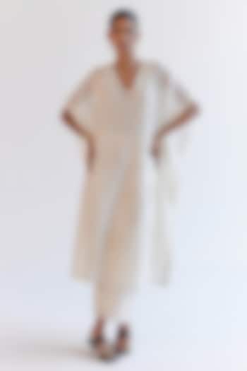 Ivory Silk Chanderi Dori Embroidered Kaftan Set by Devnaagri at Pernia's Pop Up Shop