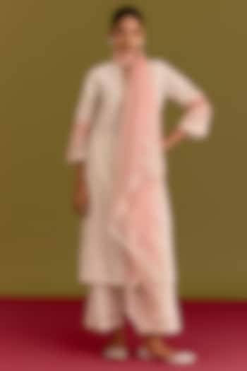 Ivory Silk Chanderi Dori Embroidered Kurta Set by Devnaagri at Pernia's Pop Up Shop