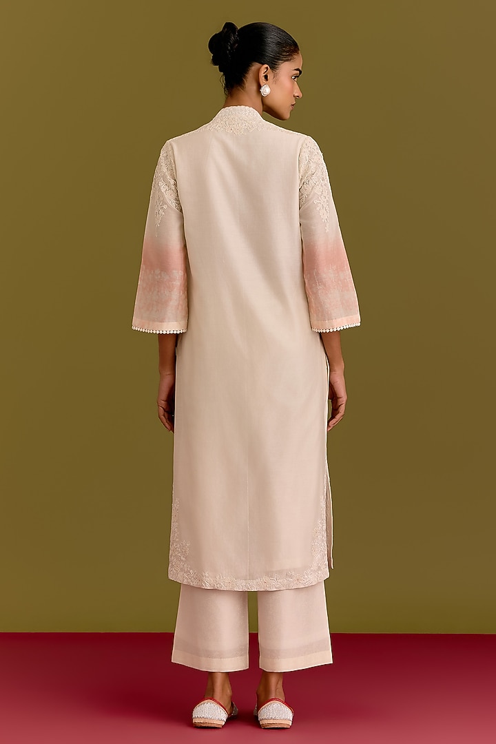 Ivory Silk Chanderi Dori Embroidered Kurta Set by Devnaagri at Pernia's Pop Up Shop