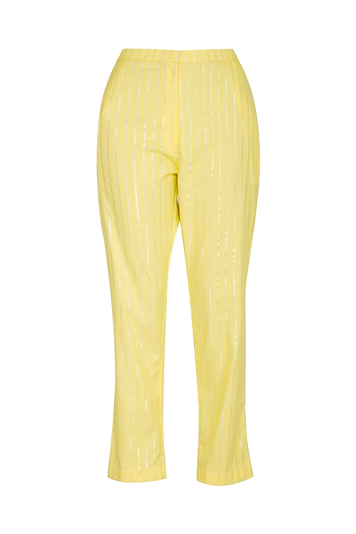 Lemon Yellow Embroidered Printed Kurta With Pants by Devnaagri at Pernia's Pop Up Shop