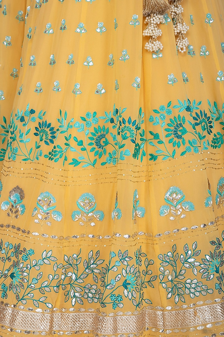 Yellow Embroidered Bridal Lehenga Set by Devnaagri at Pernia's Pop Up Shop