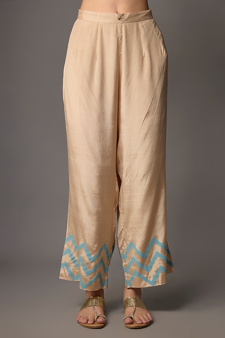 Aqua Blue Silk Chanderi Sequins Embroidered Kurta Set by Devnaagri at Pernia's Pop Up Shop