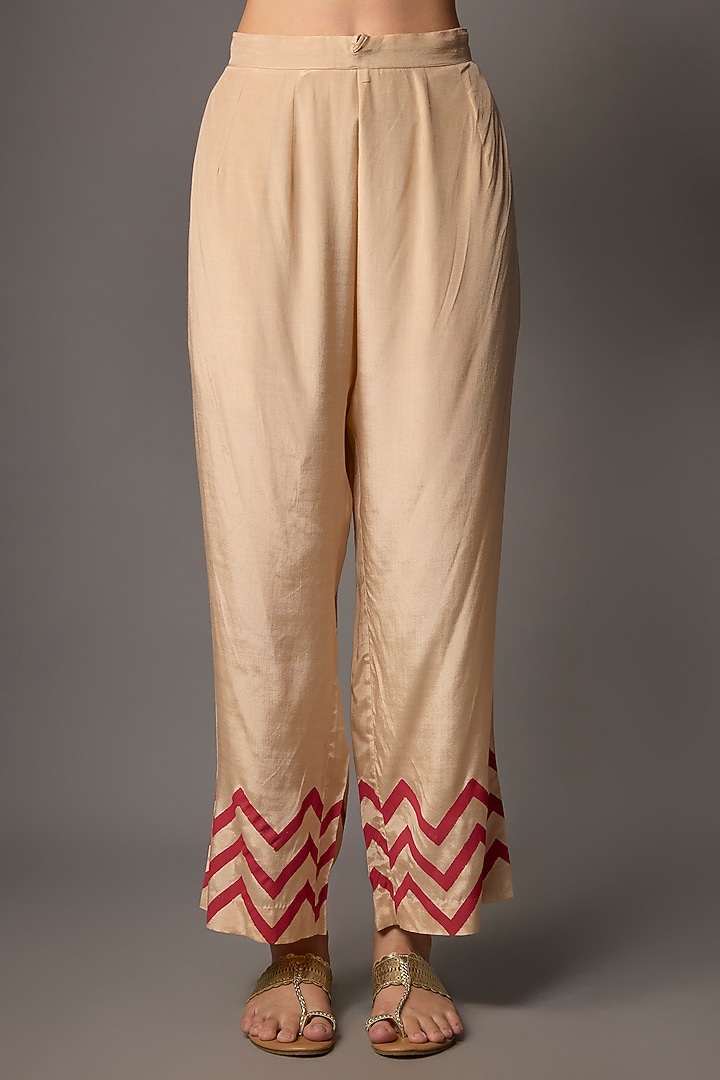 Red Silk Chanderi Sequins Embroidered Kurta Set by Devnaagri at Pernia's Pop Up Shop