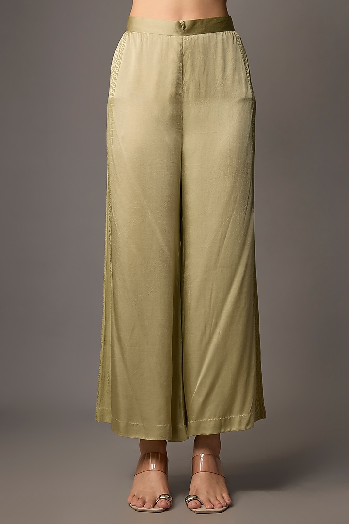 Pista Green Silk Chanderi Sequins Embroidered Kurta Set by Devnaagri at Pernia's Pop Up Shop