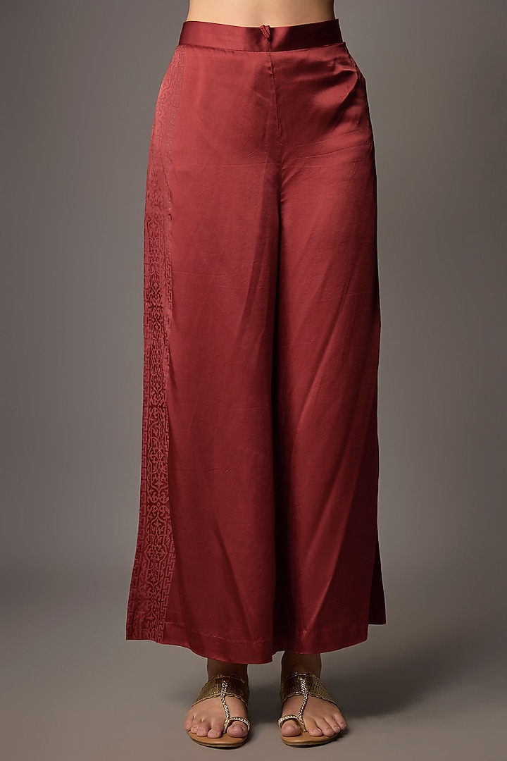 Rust Silk Chanderi Sequins Embroidered Kurta Set by Devnaagri at Pernia's Pop Up Shop