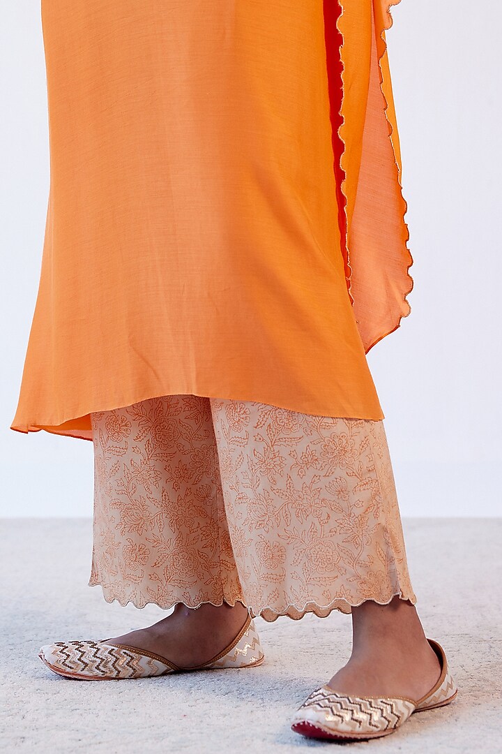 Orange Embroidered Kaftan Set by Devnaagri at Pernia's Pop Up Shop