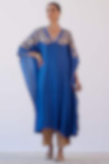 Blue Embroidered Kaftan Set by Devnaagri at Pernia's Pop Up Shop