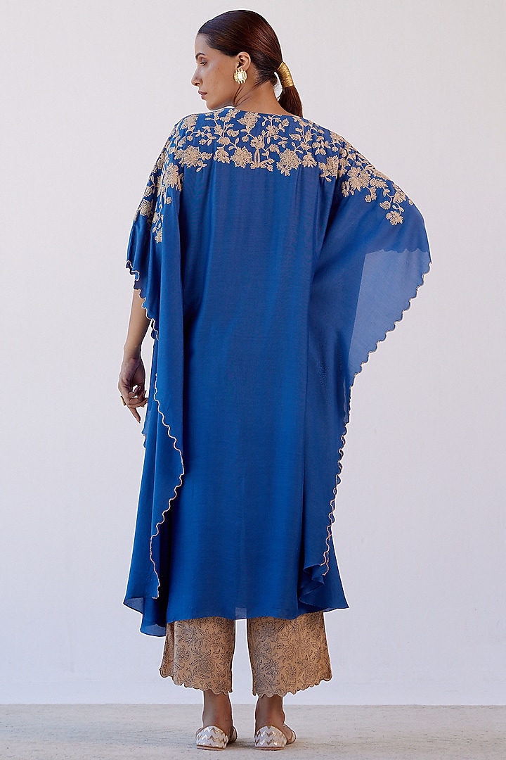Blue Embroidered Kaftan Set by Devnaagri at Pernia's Pop Up Shop