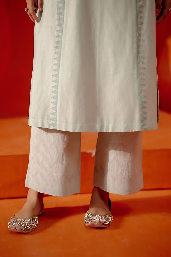 Aqua Blue Silk Chanderi Dori Embroidered Kurta Set by Devnaagri at Pernia's Pop Up Shop