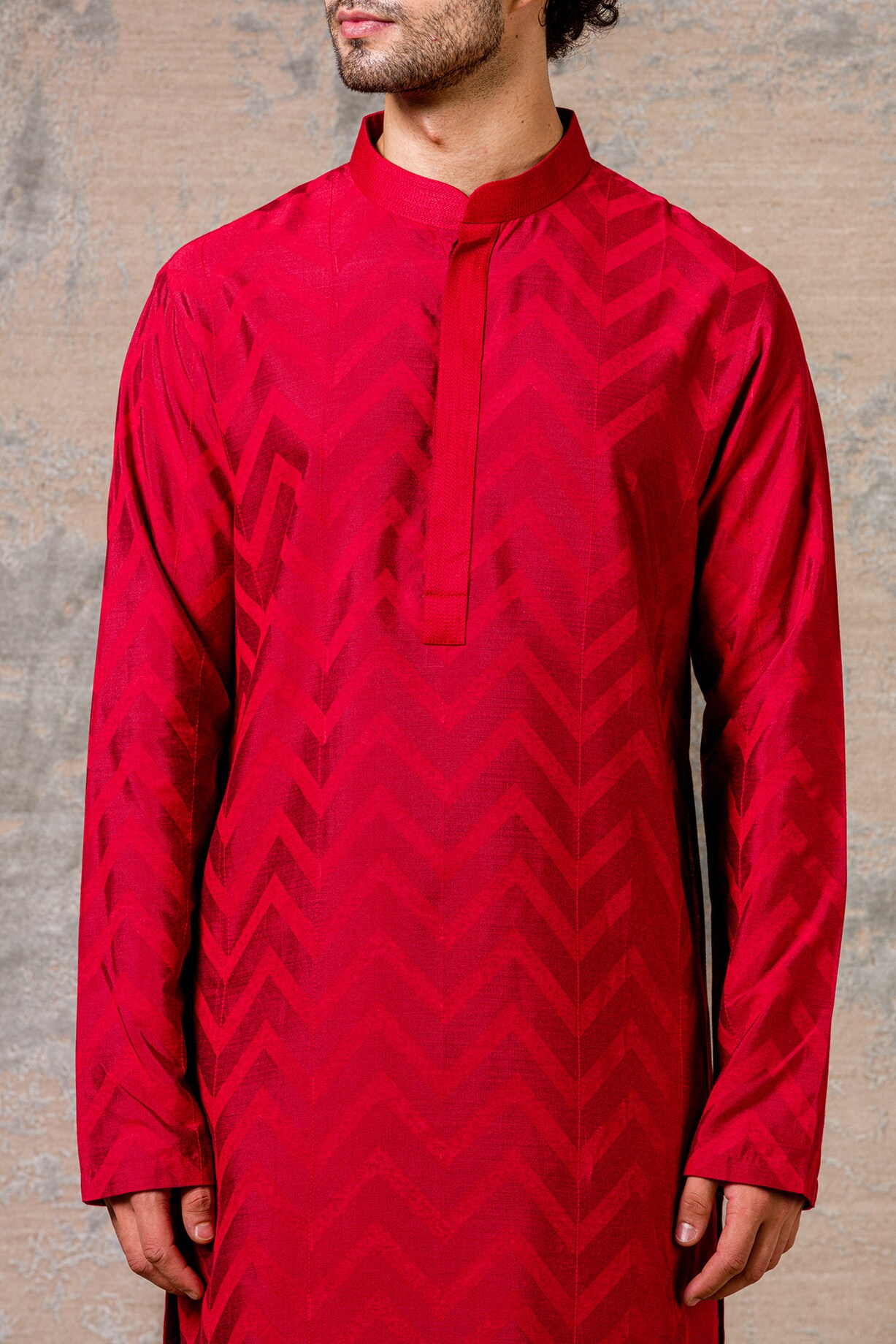 Scarlet Red Kurta & Embroidered Pant Set main image 0