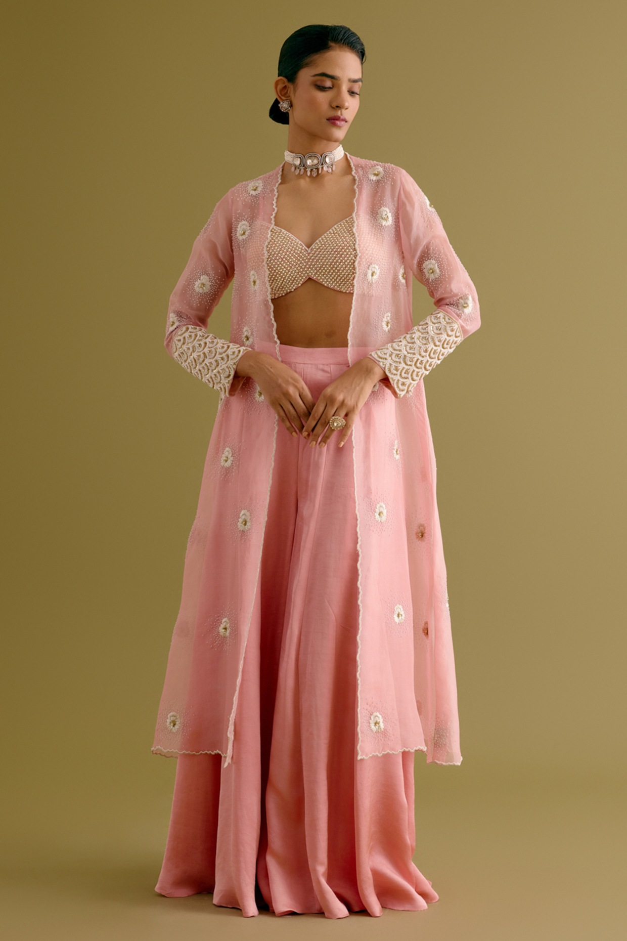 Blush rose sharara sari set