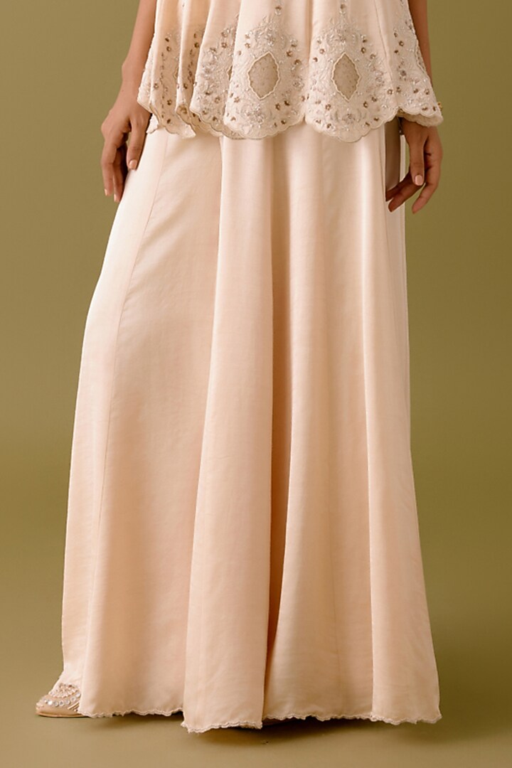 Ivory Silk Satin Bridal Sharara Set by Devnaagri at Pernia's Pop Up Shop