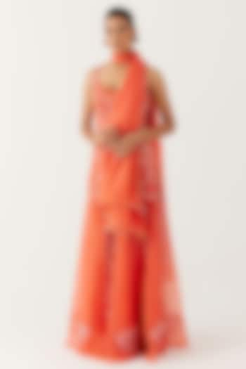 Orange Organza Sharara Set by Devnaagri at Pernia's Pop Up Shop