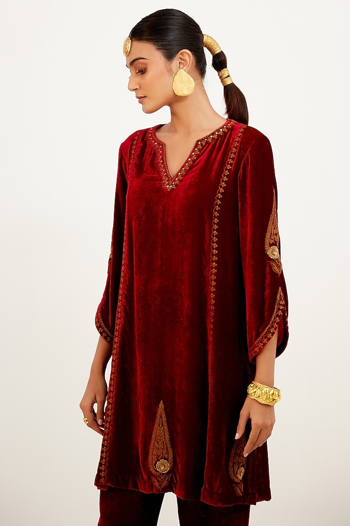 Kaveri - deep maroon 3pc kurta set