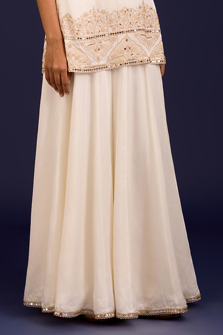 Ivory Modal Satin Wedding Sharara Set by Devnaagri at Pernia's Pop Up Shop