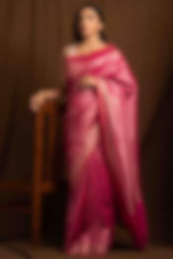Pink Banarasi Silk Saree by Devissha