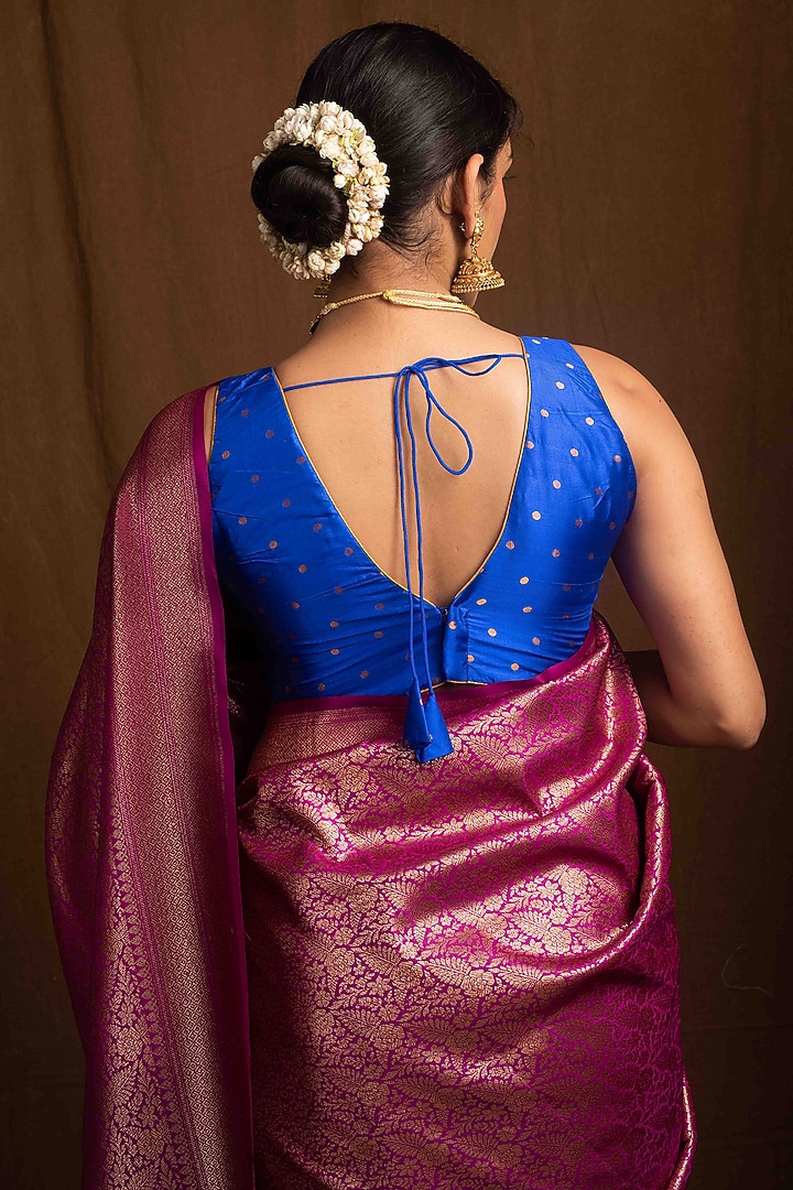 Magenta Banarasi Silk Party Wear Saree by Devissha at Pernia's Pop Up Shop