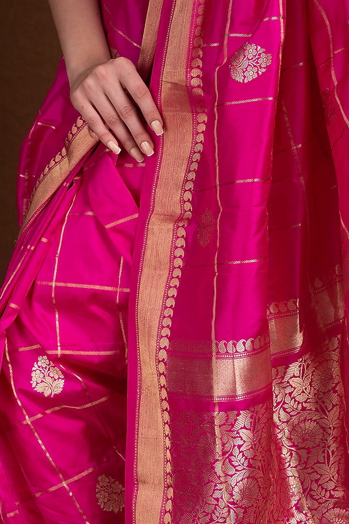 Pink Pure Katan Silk Handloom Banarasi Festive Saree by Devissha at Pernia's Pop Up Shop