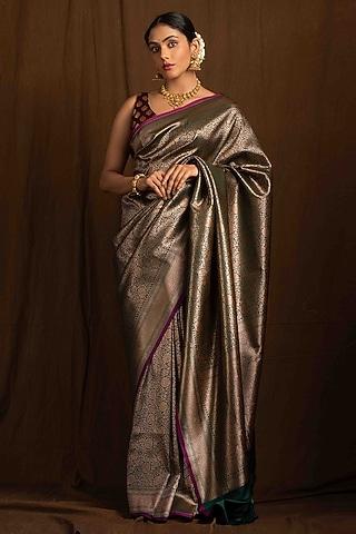 Green Banarasi Silk Saree by Devissha