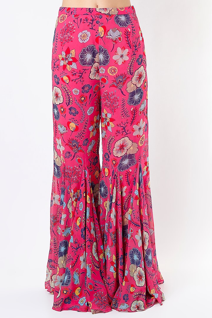 Fuchsia Printed Pant Set by DiyaRajvvir at Pernia's Pop Up Shop