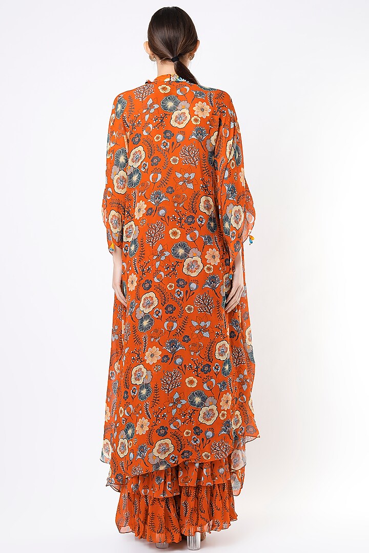 Rust Printed Block Layered Pant Set by DiyaRajvvir at Pernia's Pop Up Shop