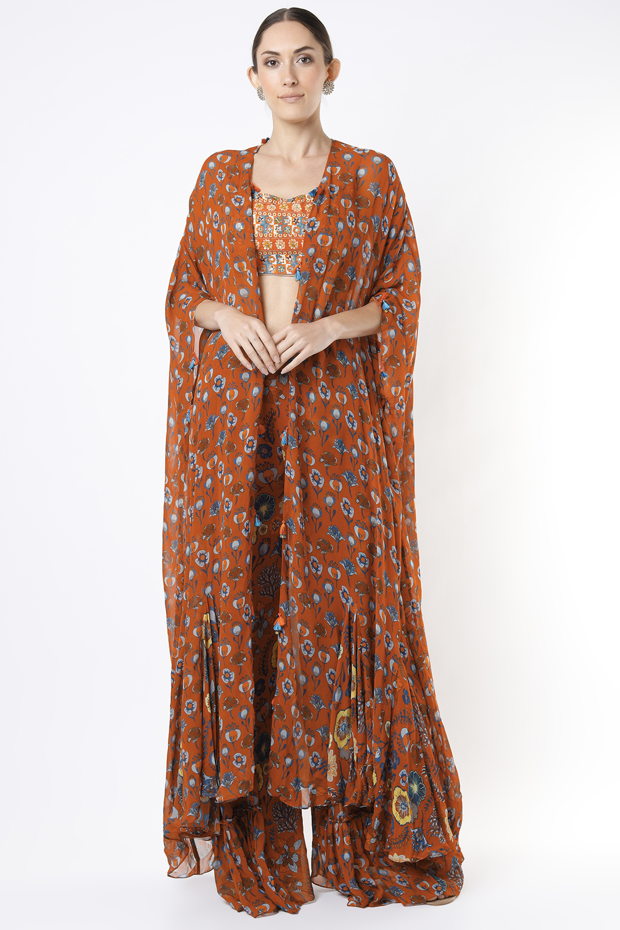 Rust Printed Pant Set by DiyaRajvvir at Pernia's Pop Up Shop