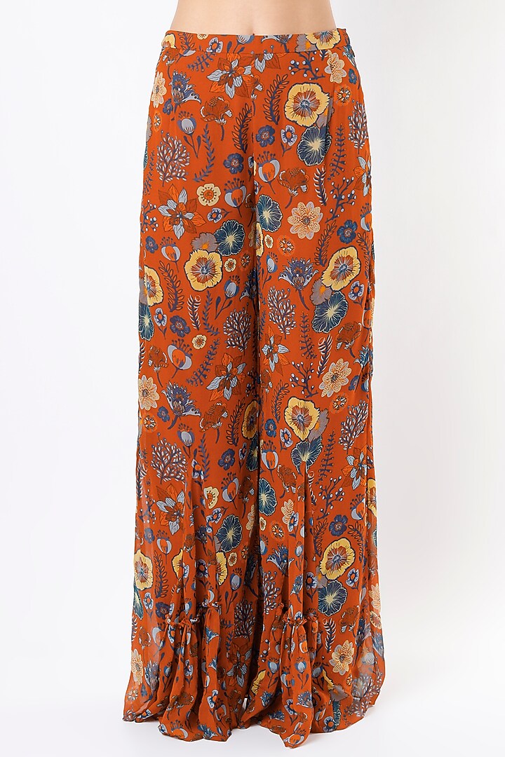 Rust Printed Pant Set by DiyaRajvvir at Pernia's Pop Up Shop
