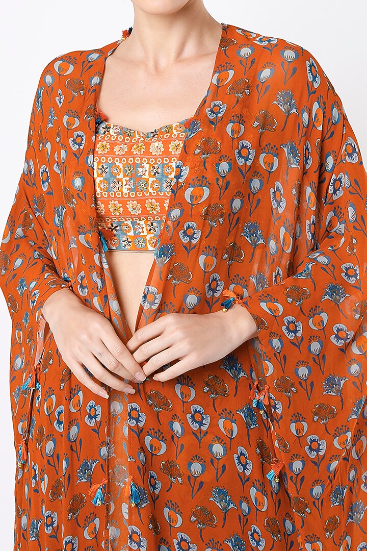 Rust Printed Pant Set by DiyaRajvvir at Pernia's Pop Up Shop