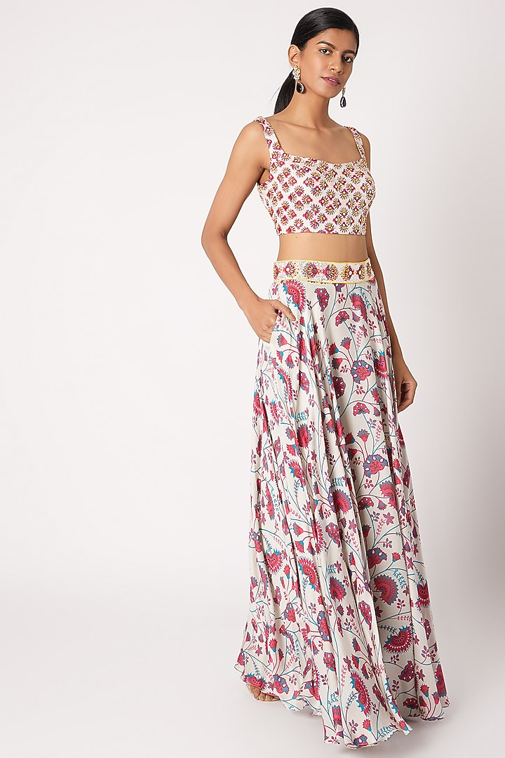 Pink Modal Satin Printed Wedding Lehenga Set by DiyaRajvvir at Pernia's Pop Up Shop