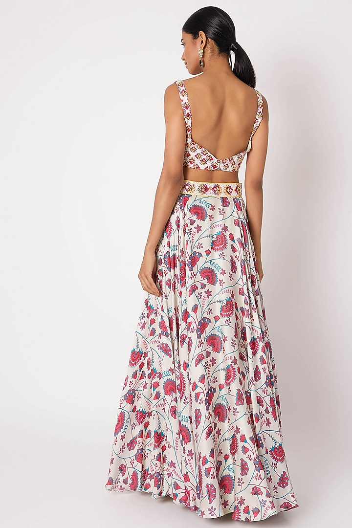Pink Modal Satin Printed Wedding Lehenga Set by DiyaRajvvir at Pernia's Pop Up Shop