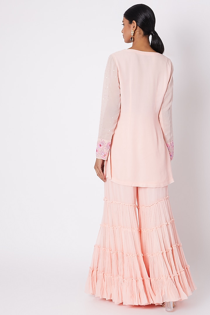 Blush Pink Embroidered Wedding Sharara Set by DiyaRajvvir at Pernia's Pop Up Shop