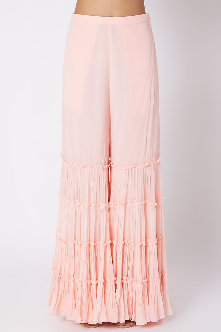 Blush Pink Embroidered Wedding Sharara Set by DiyaRajvvir at Pernia's Pop Up Shop