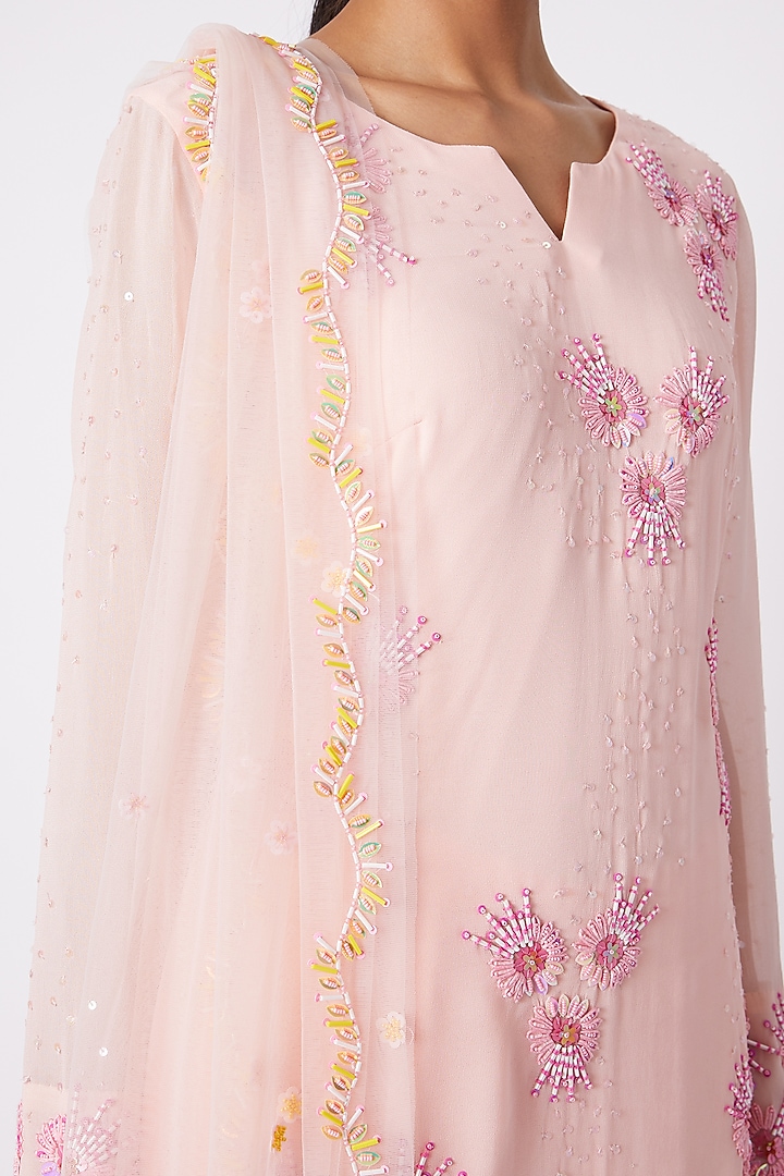 Blush Pink Embroidered Wedding Sharara Set by DiyaRajvvir at Pernia's Pop Up Shop