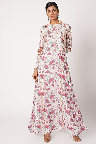 Pink Printed Kurta Set by DiyaRajvvir