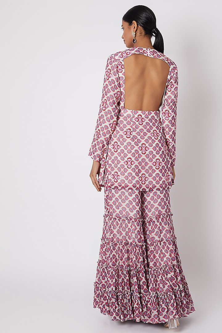 Pink Printed & Embroidered Kurta With Wedding Sharara Pants by DiyaRajvvir at Pernia's Pop Up Shop