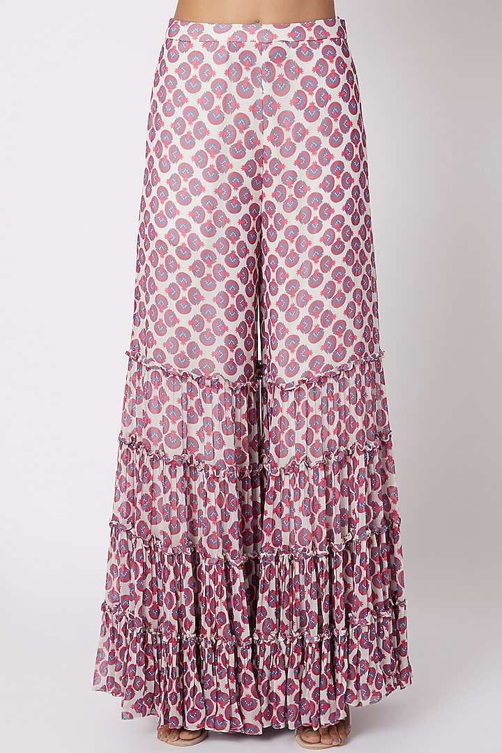 Pink Printed & Embroidered Kurta With Wedding Sharara Pants by DiyaRajvvir at Pernia's Pop Up Shop