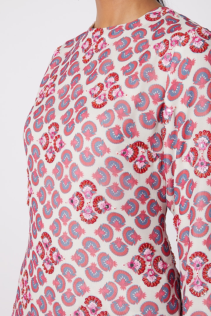 Pink Printed & Embroidered Kurta With Wedding Sharara Pants by DiyaRajvvir at Pernia's Pop Up Shop