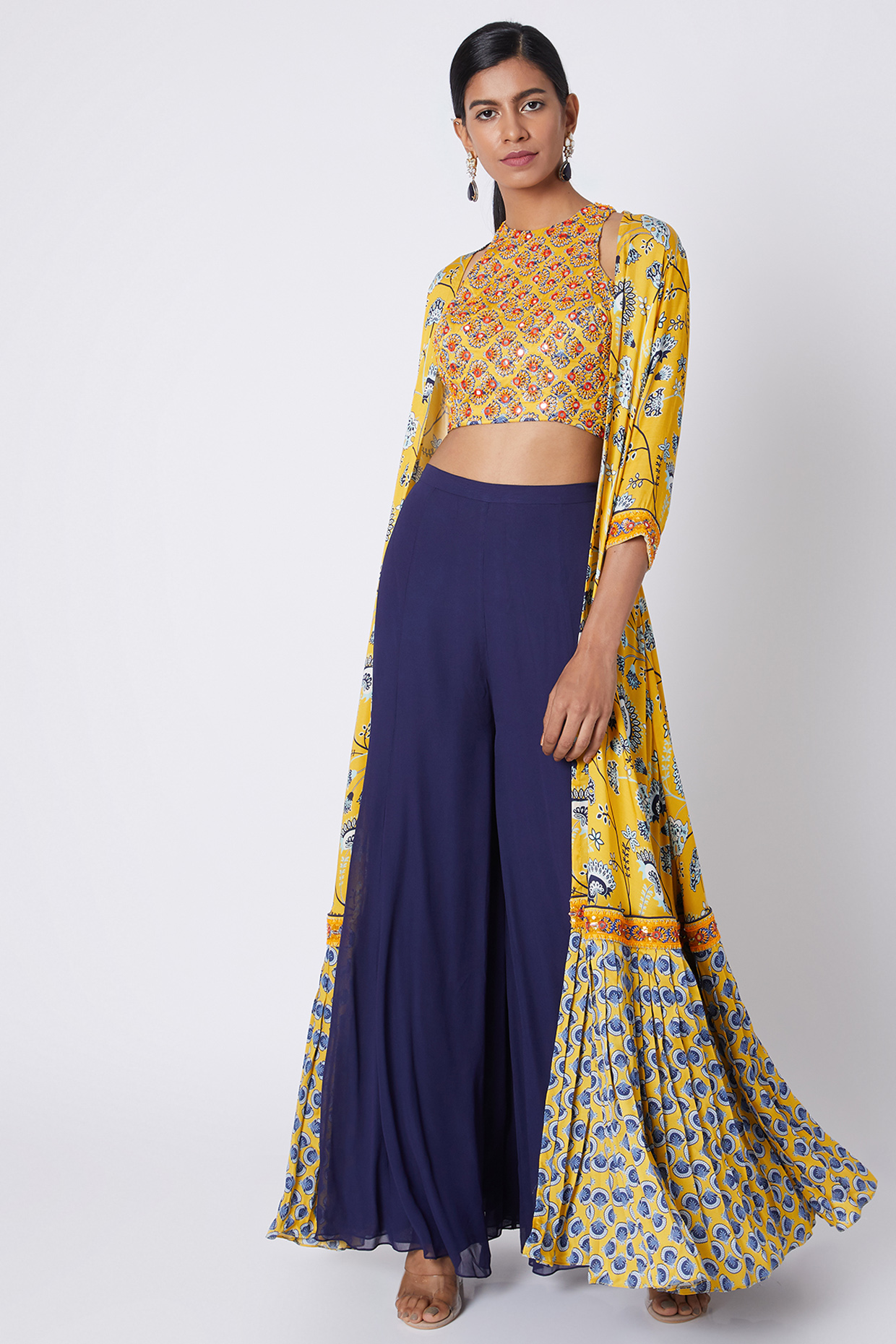 Yellow Printed & Embroidered Wedding Sharara Set by DiyaRajvvir at Pernia's Pop Up Shop