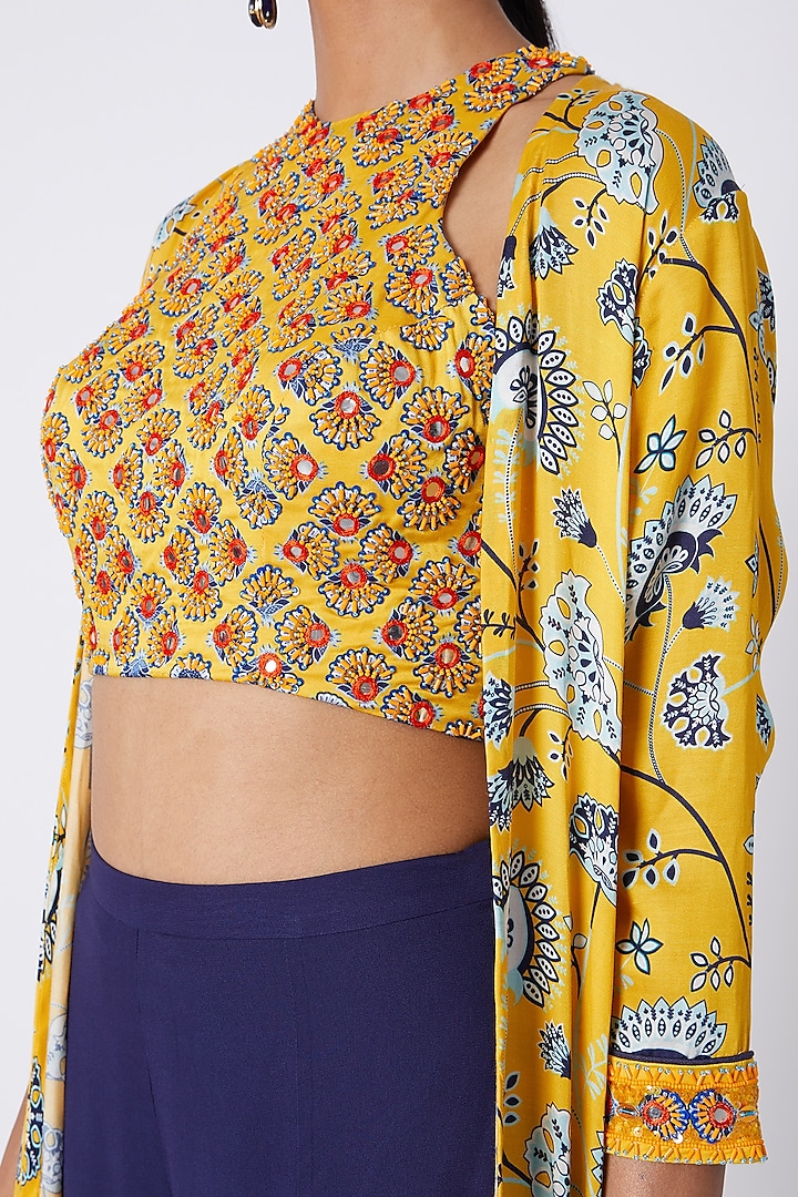 Yellow Printed & Embroidered Wedding Sharara Set by DiyaRajvvir at Pernia's Pop Up Shop