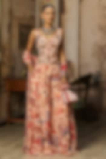 Blush Pink Crepe Featherfall Printed Co-Ord Set by DiyaRajvvir at Pernia's Pop Up Shop