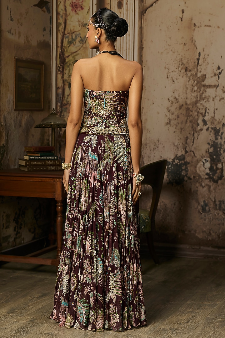 Pum Raw Silk Featherfall Printed Skirt Set by DiyaRajvvir at Pernia's Pop Up Shop